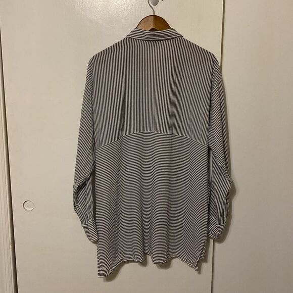 Ann Taylor Lyocell Modal Striped Kimono/Dolman Sleeve Button Down Blouse XL - Picture 8 of 13